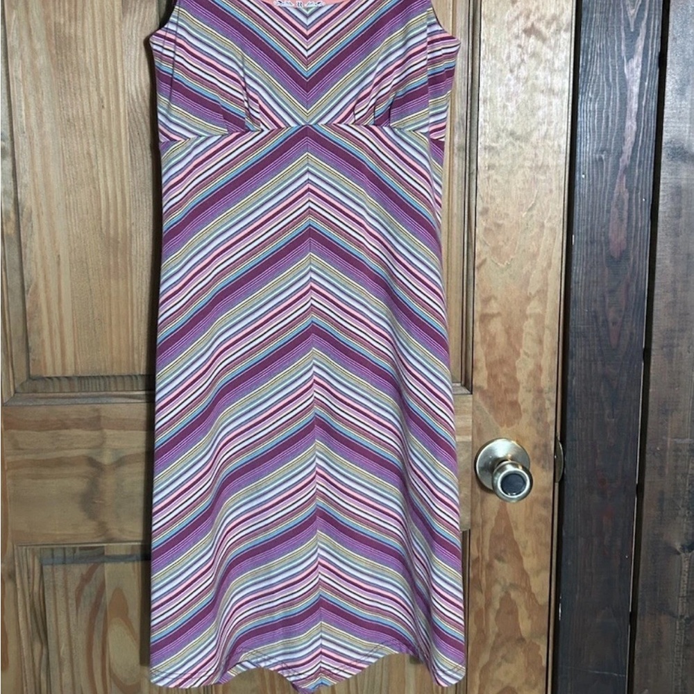 Royal Robbins Chevron Striped Tank Midi Dress Empire Waist